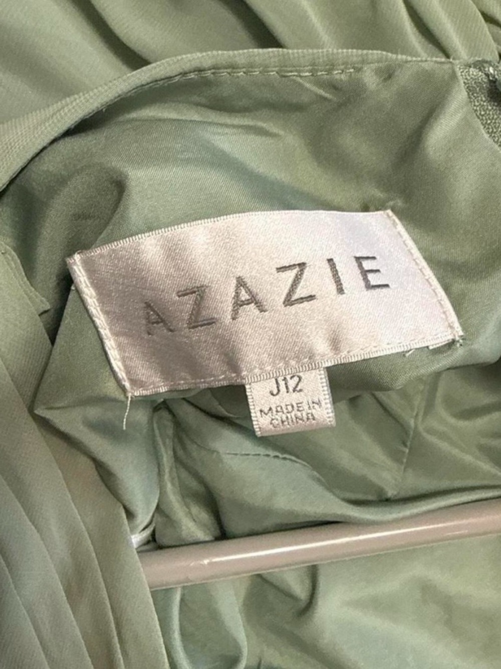 Azazie Sage Green Off-Shoulder Maxi Dress - Picture 6 of 7